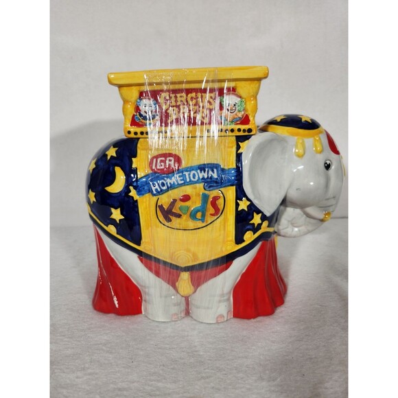 Team IGA 1998 Ltd. Edition Circus Daze Hometown Kids Elephant Ceramic Cookie Jar - Picture 4 of 9